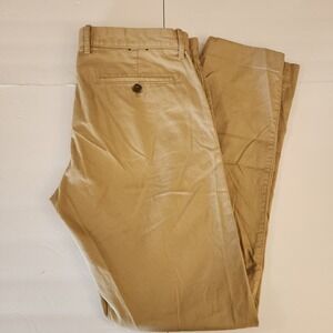 D76 J.Crew Flex Slim Fit Khaki Chino Pants Mens 34x32 Tan Cotton Twill